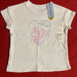 Cat & Jack White Tee with Pink and Blue Heart Design